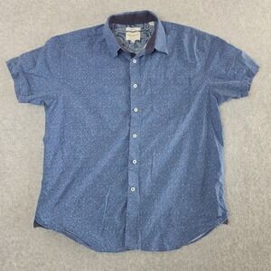 Construct Shirt Mens Large Blue Geometric 4-Way Stretch Slim Fit Short Sleeve